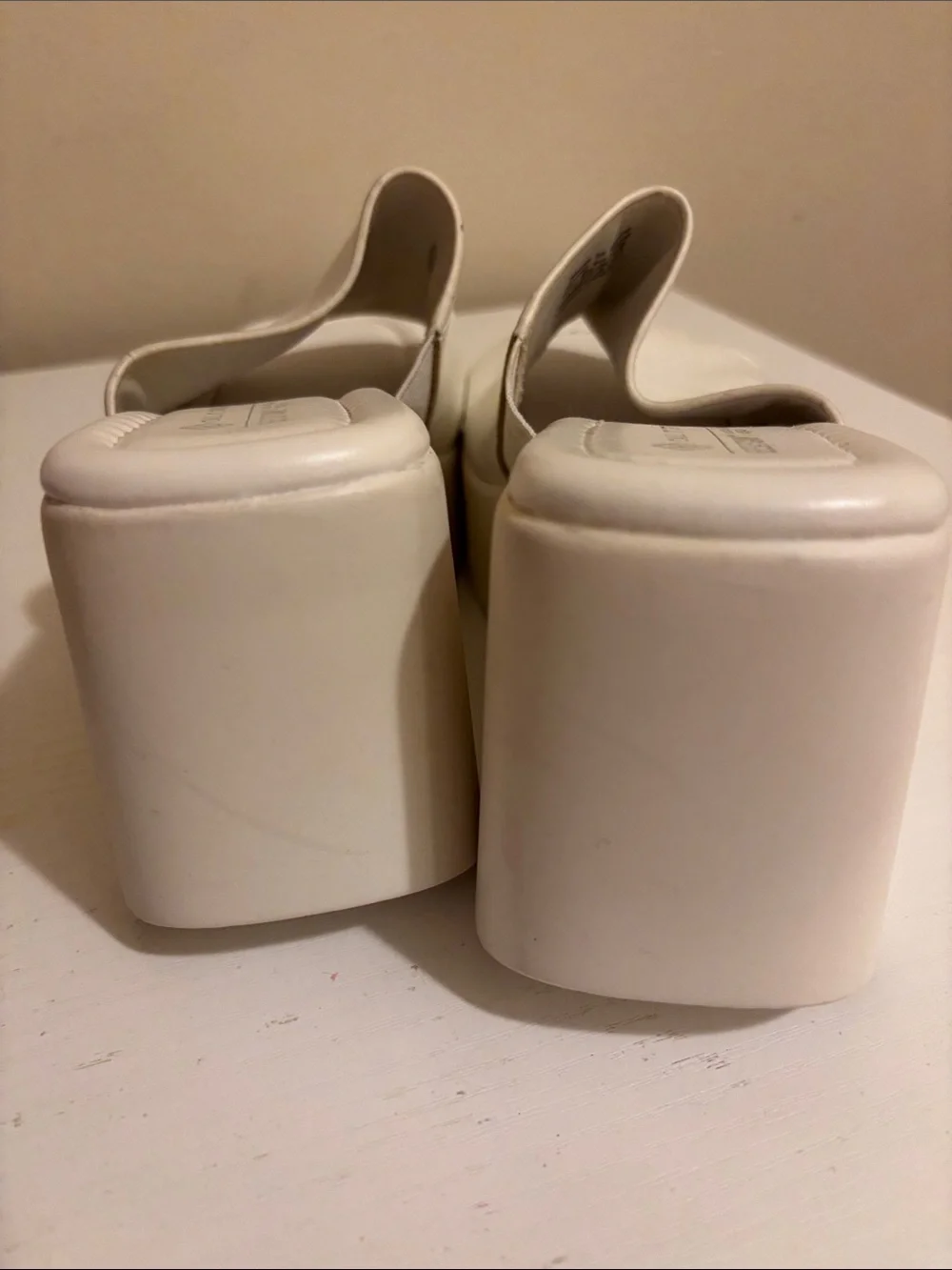 Call It Spring White Platform Slide Wedges